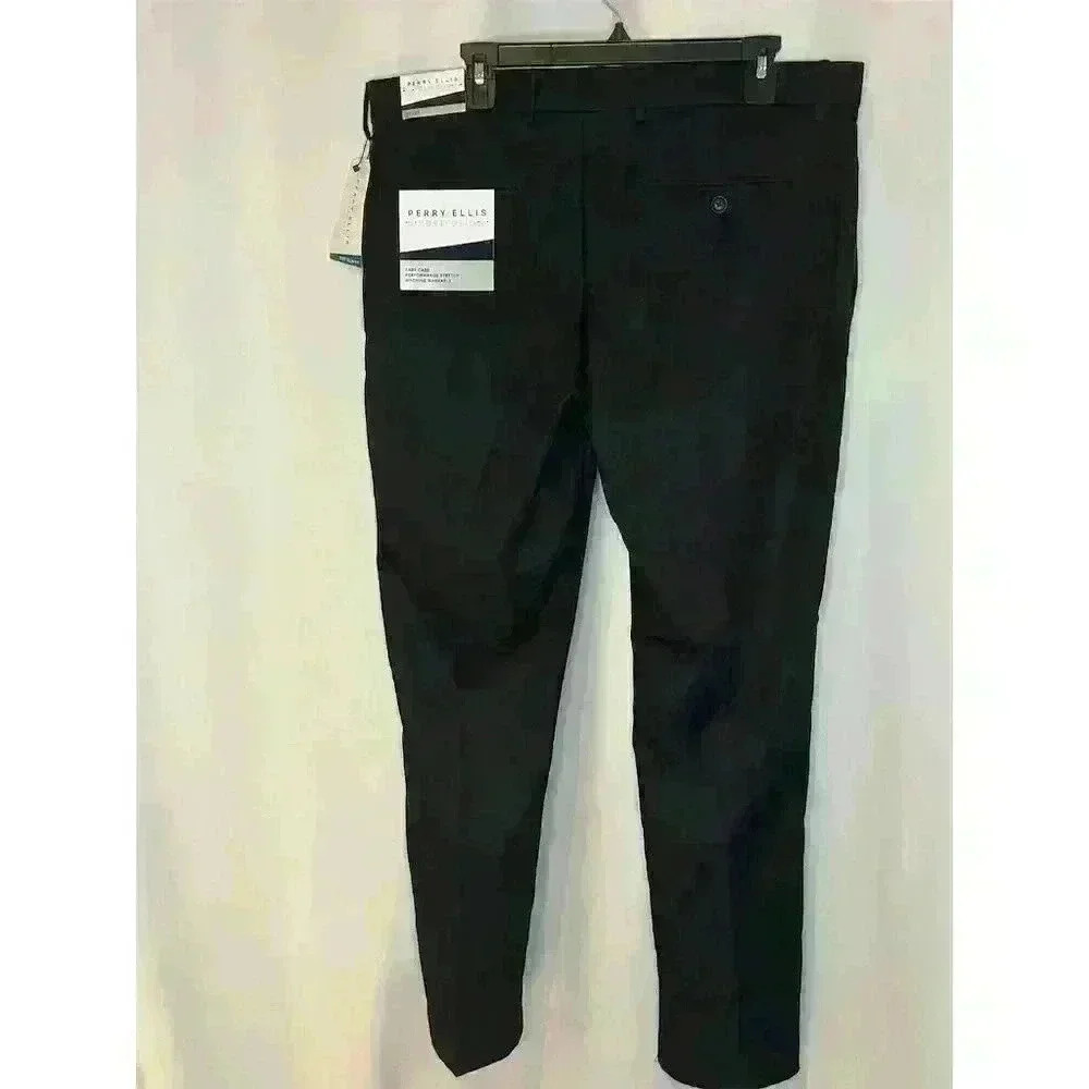 Perry Ellis Portfolio Men's Slim Fit Black Dress Pants Size 36x32 - Picture 3 of 15
